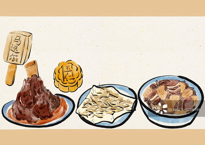 水墨风哈尔滨美食插画图片素材