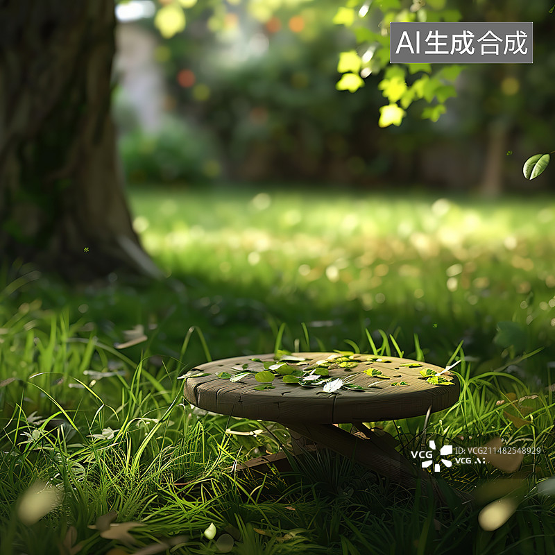 【AI数字艺术】草地上的航海罗盘特写镜头图片素材