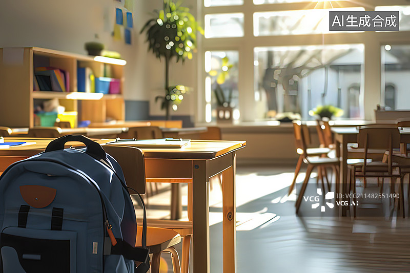 【AI数字艺术】阳光照进教室图片素材