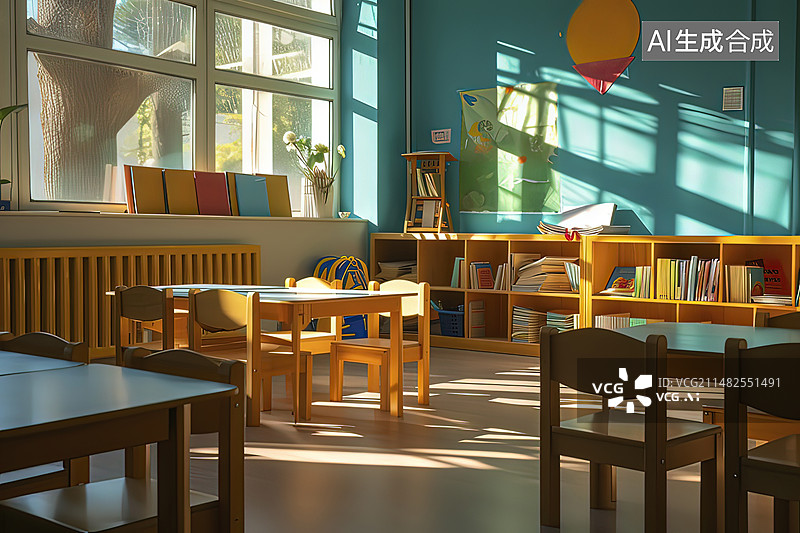【AI数字艺术】阳光照进教室图片素材