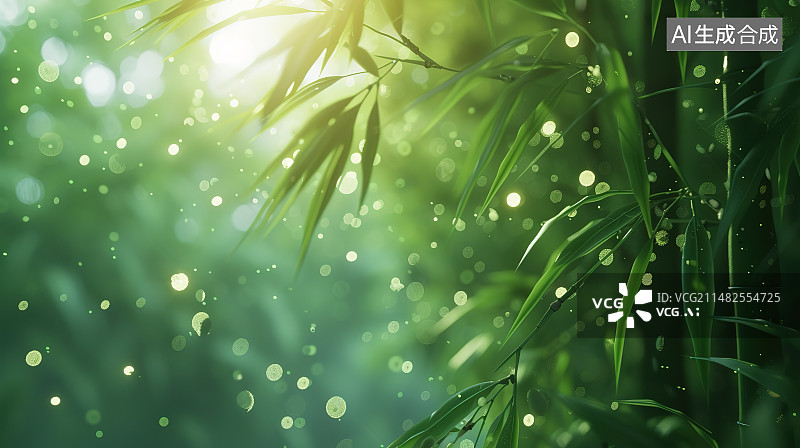 【AI数字艺术】雨季湿植物叶片特写图片素材