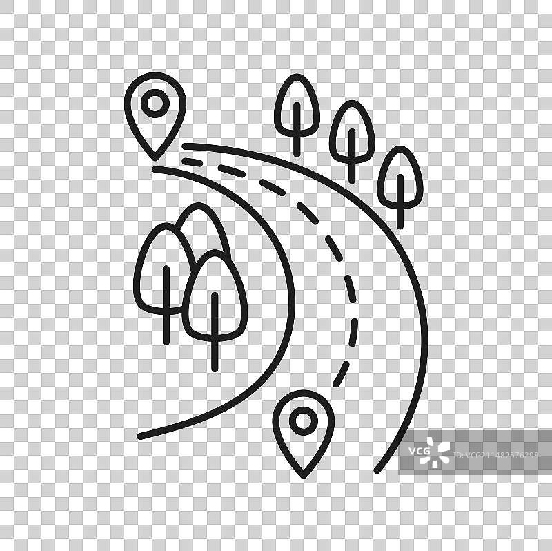 道路高速公路线性图标，带树木的街道路径图片素材