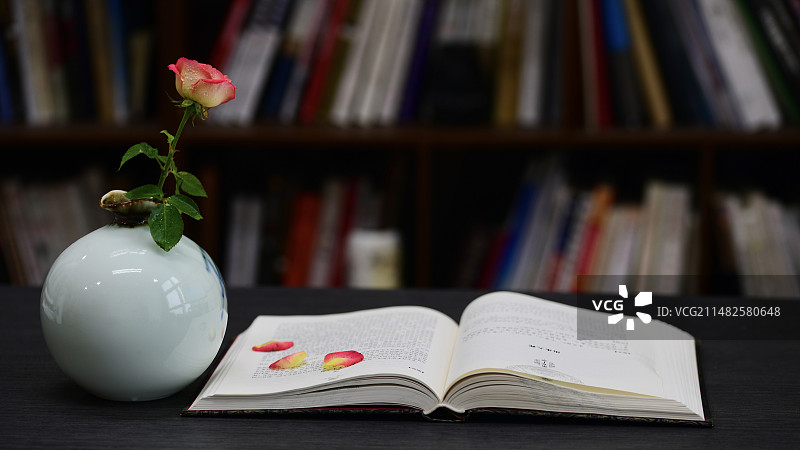 图书室一角：在烦躁的世界放一张安静的书桌图片素材