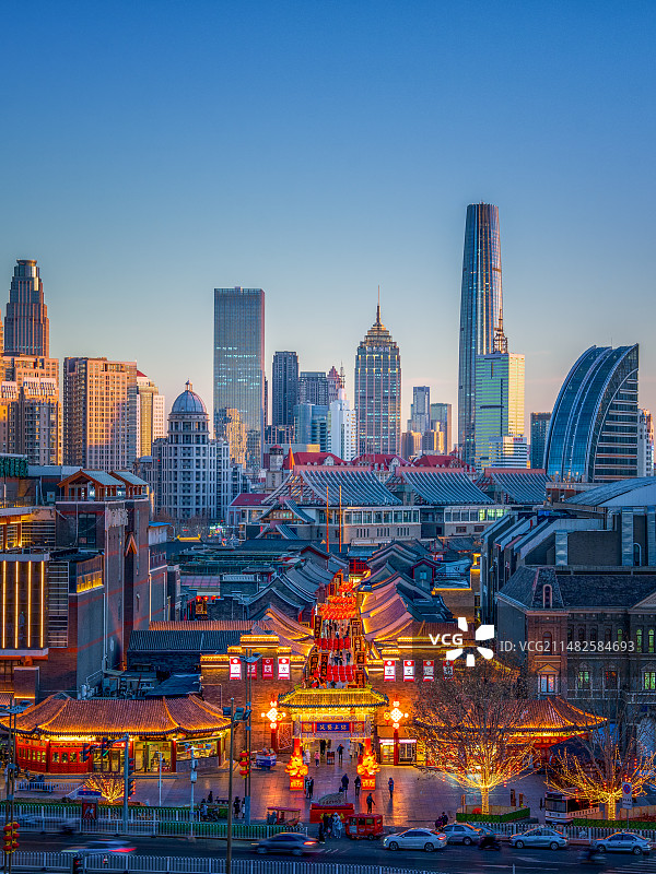 天津古文化街古今同框图片素材