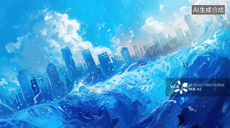 【AI数字艺术】城市建筑的高角度视角图片素材