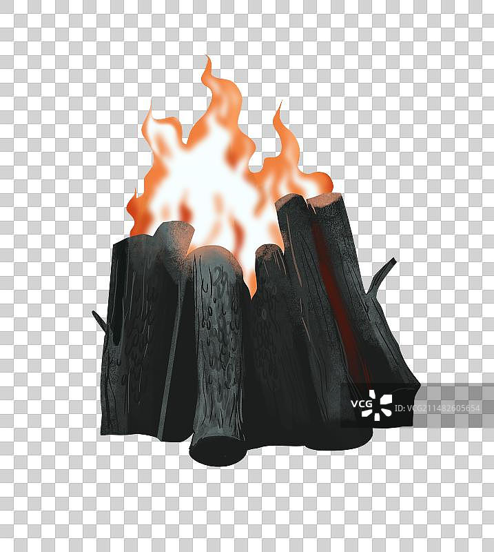 户外旅游旅行篝火炭火火焰木炭木头燃烧踏青烧烤元素素材插画图片素材