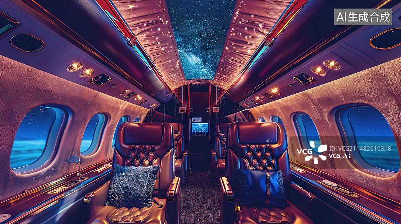 【AI数字艺术】飞机上的空座位图片素材