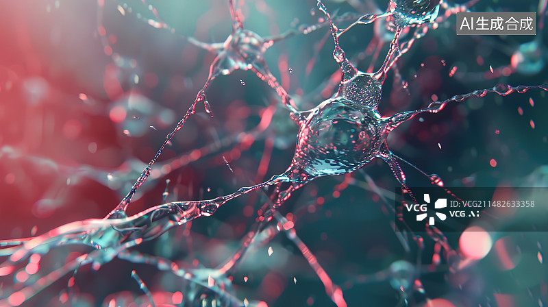 【AI数字艺术】冬季湿蜘蛛网特写图片素材