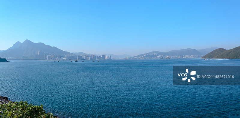 香港大埔大美督海湾山岛自然风光全景长图图片素材