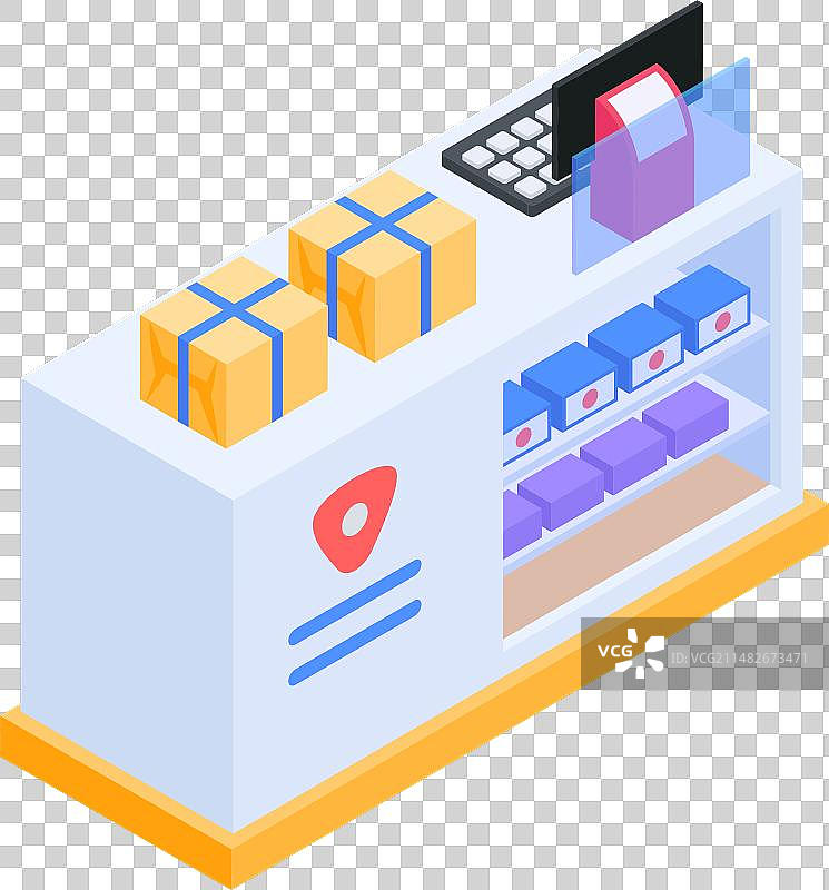 超市货架2.5D图标图片素材