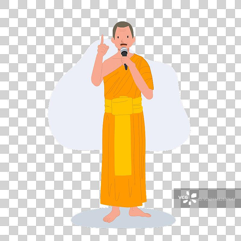 身穿传统长袍的泰国僧侣与麦克风图片素材