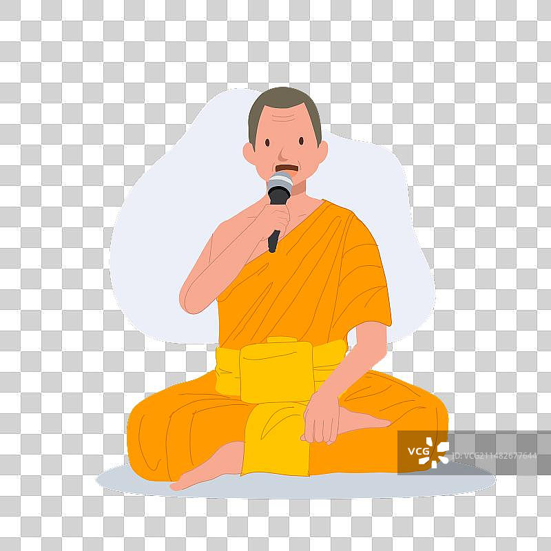 穿着传统长袍的坐着的泰国僧侣图片素材