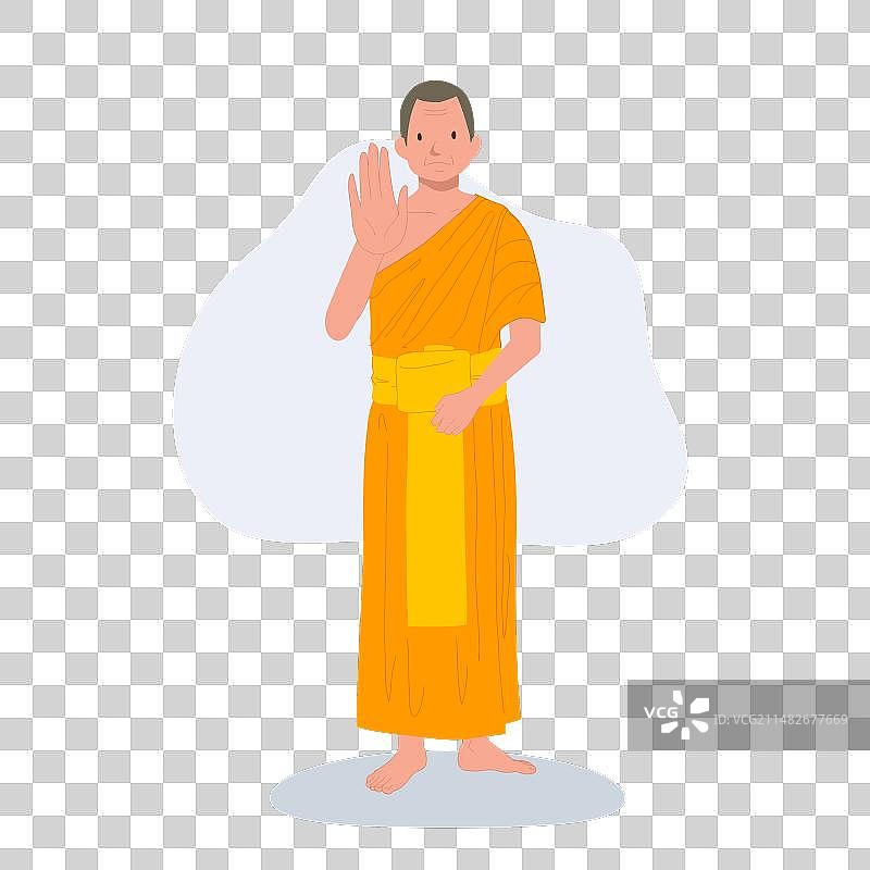 身穿传统长袍、手持象征性手势的泰国僧侣图片素材