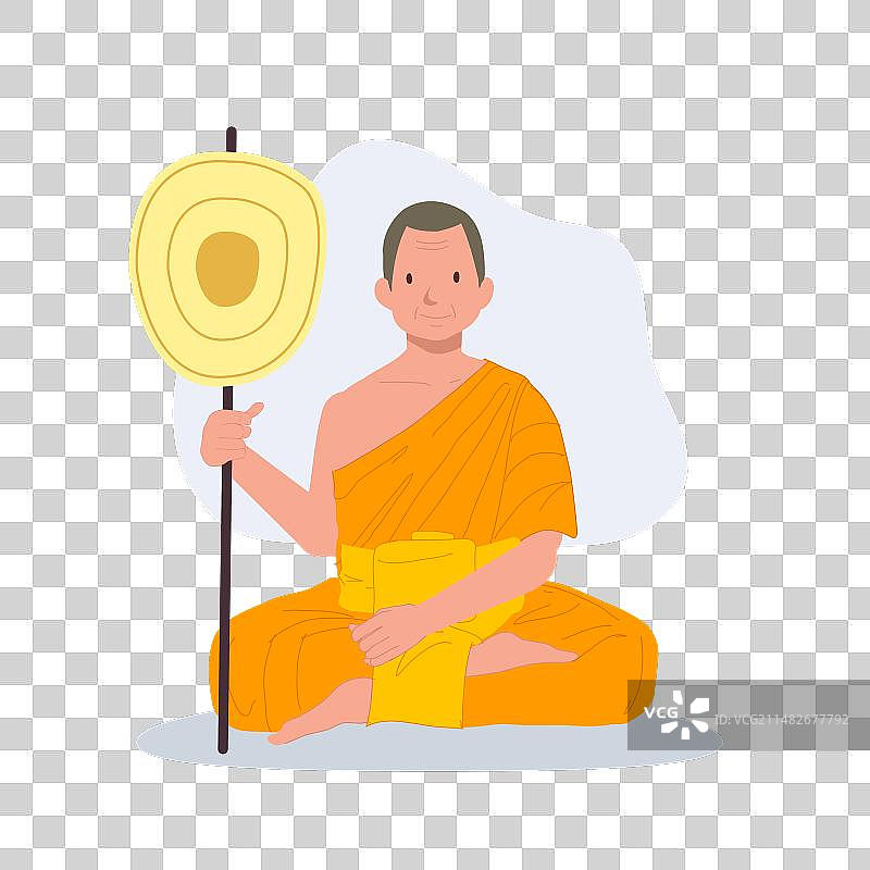 穿着传统长袍的坐着的泰国僧侣图片素材