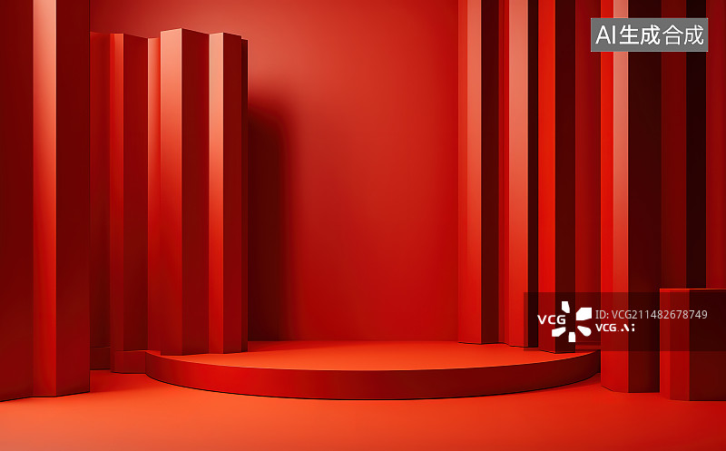 【AI数字艺术】红色背景下的红色百叶窗图片素材
