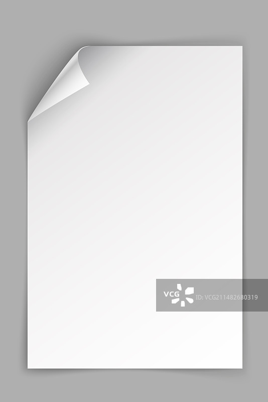 左上角弯曲的白色竖版纸张图片素材