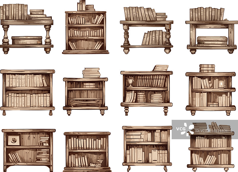 孤立的乡村书架和橱柜图片素材