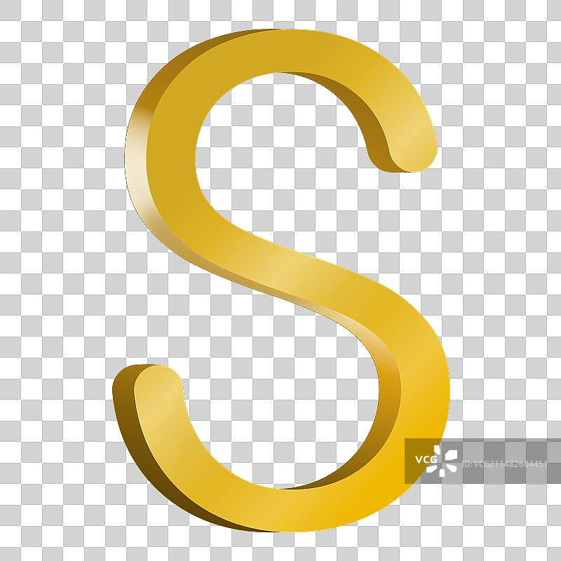 金灿灿的英文字母金属质感3D风格插画元素图片素材