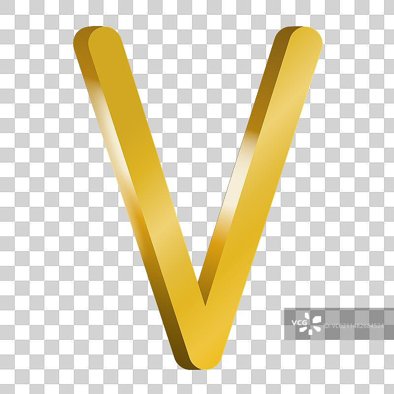 金灿灿的英文字母金属质感3D风格插画元素图片素材
