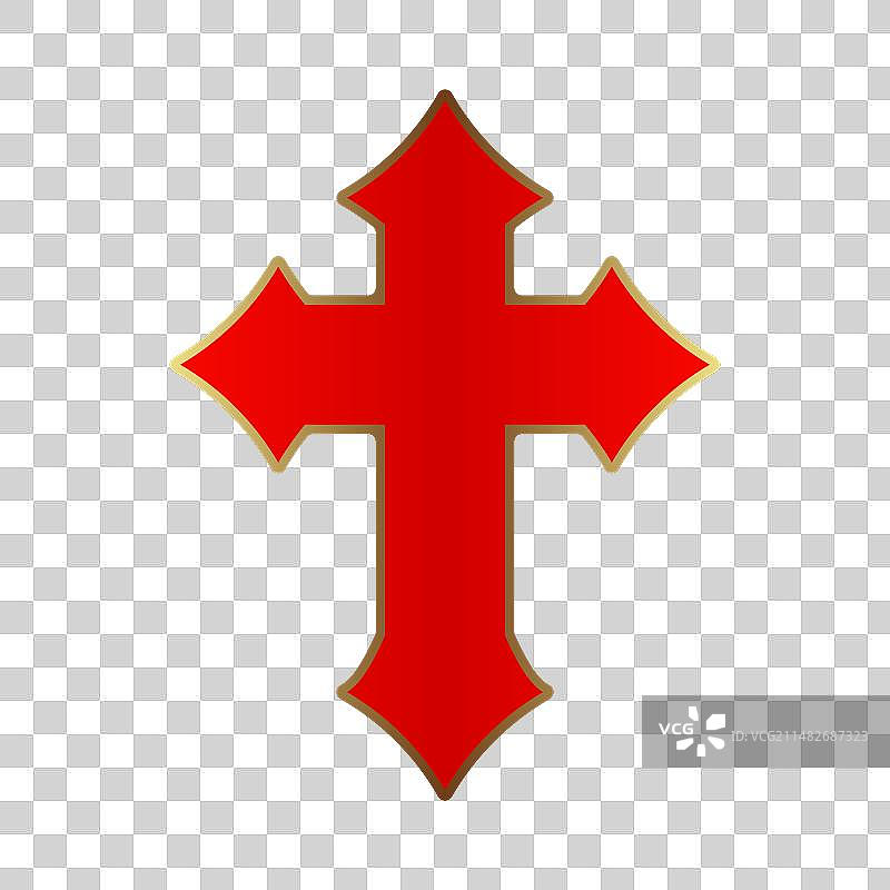 黑色背景上的红色圣殿骑士十字图片素材