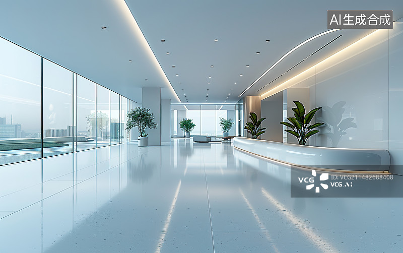 【AI数字艺术】现代商业空间，金融行业空间图片素材