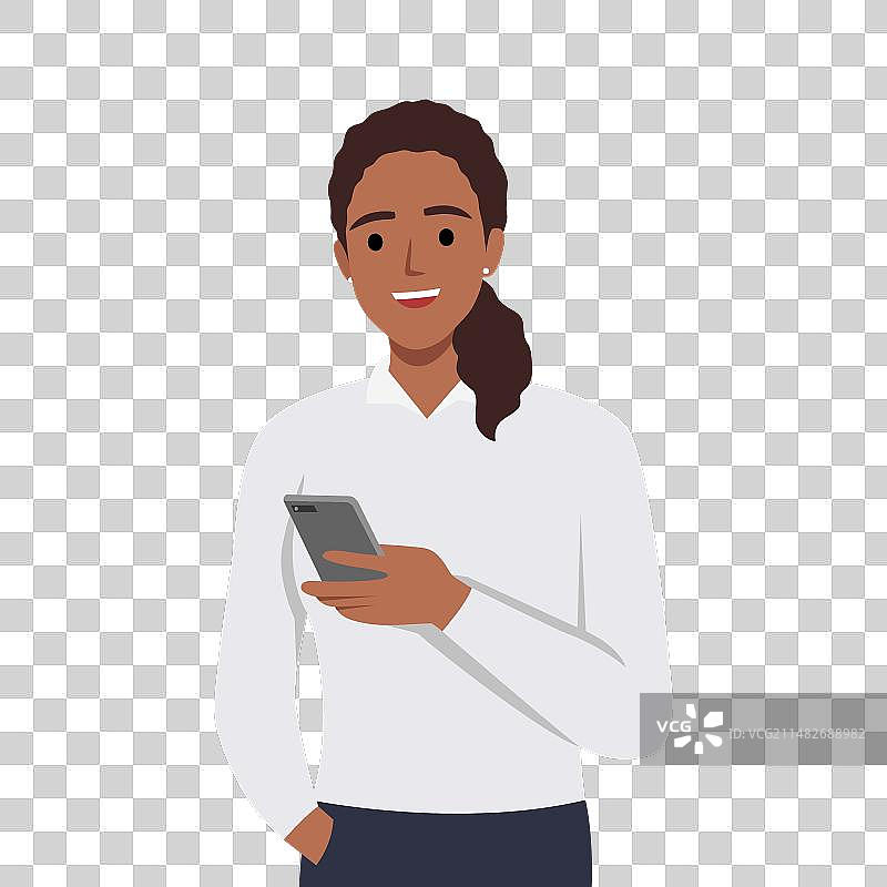 快乐的年轻女人正在拨打电话号码图片素材