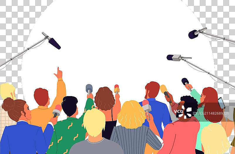 一群拿着麦克风的记者图片素材
