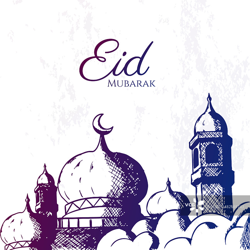 带Grunge效果的手绘清真寺图片素材