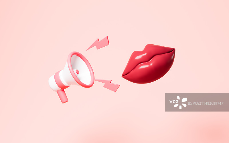 卡通广播和嘴唇模型3D渲染图片素材