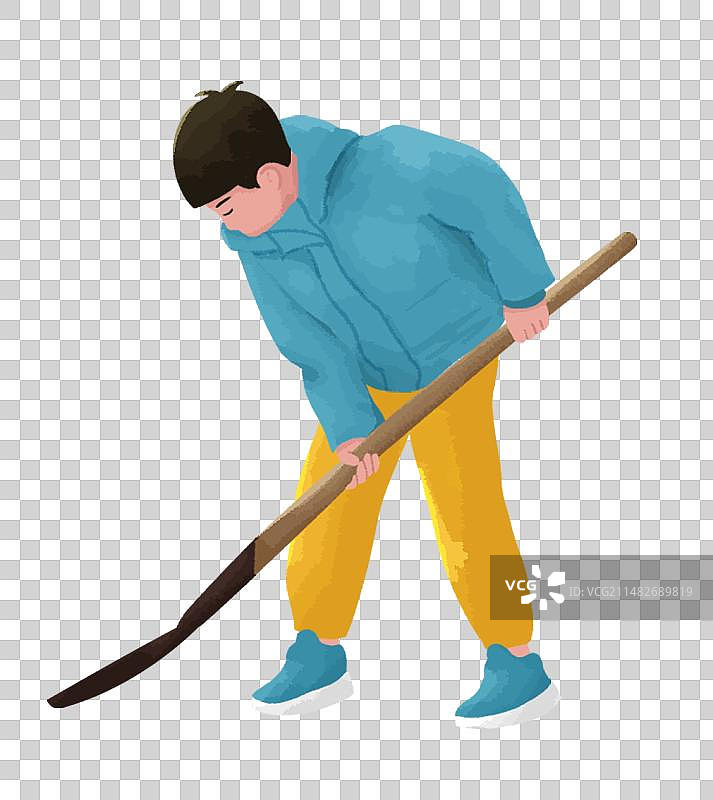 春天植树节学生植树铲土元素图片素材