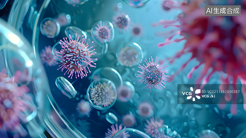 【AI数字艺术】微观镜头下的培养皿微生物图片素材