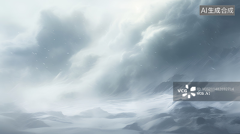 【AI数字艺术】水彩风格暴风雪中的雪山插画背景图图片素材