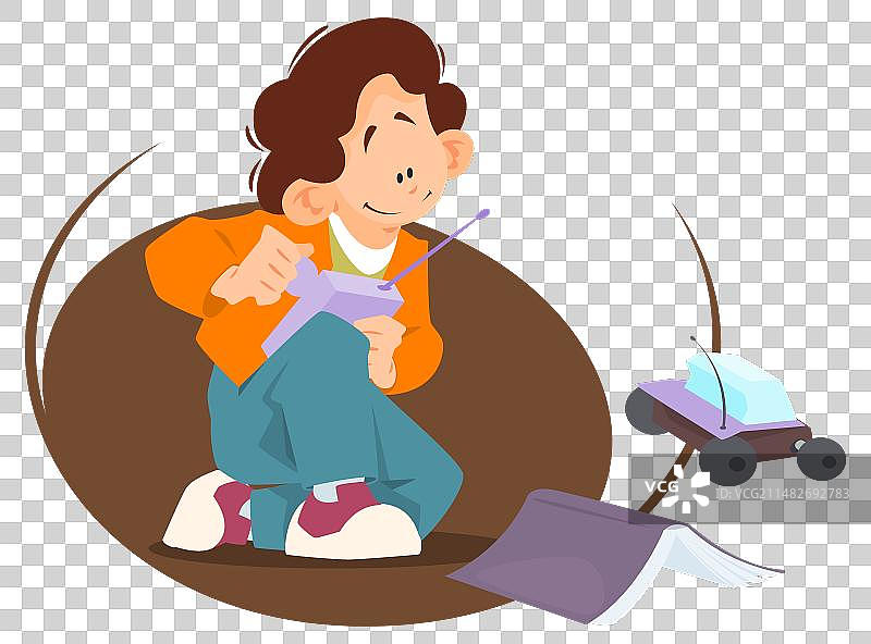 男孩们玩遥控汽车图片素材