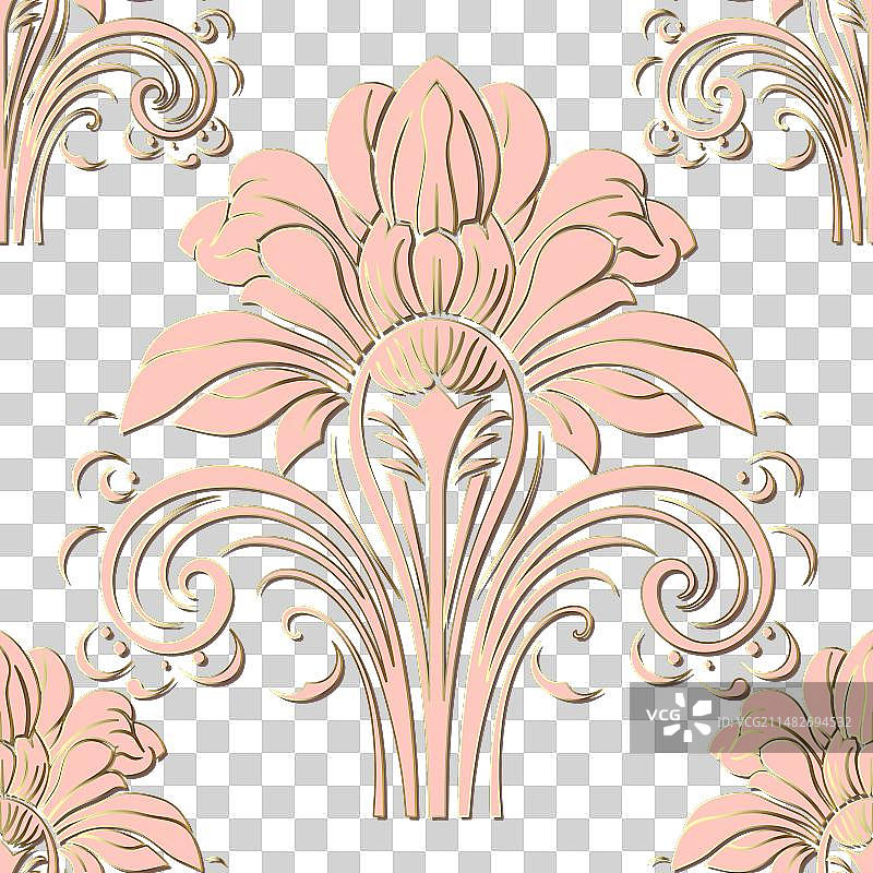 新艺术运动无缝花卉装饰3D图案图片素材