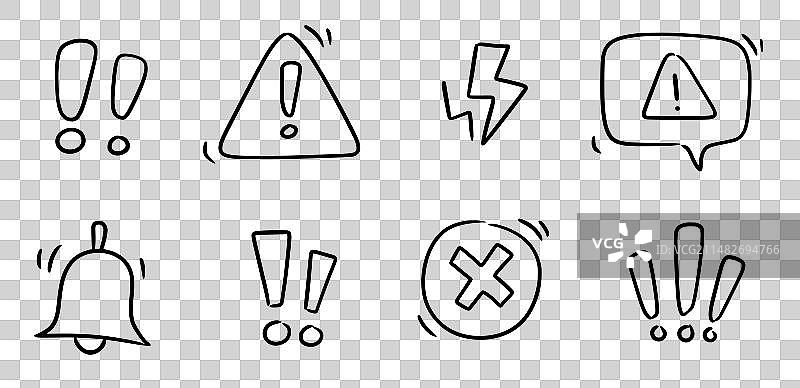 涂鸦感叹号警示危险标志合集图片素材