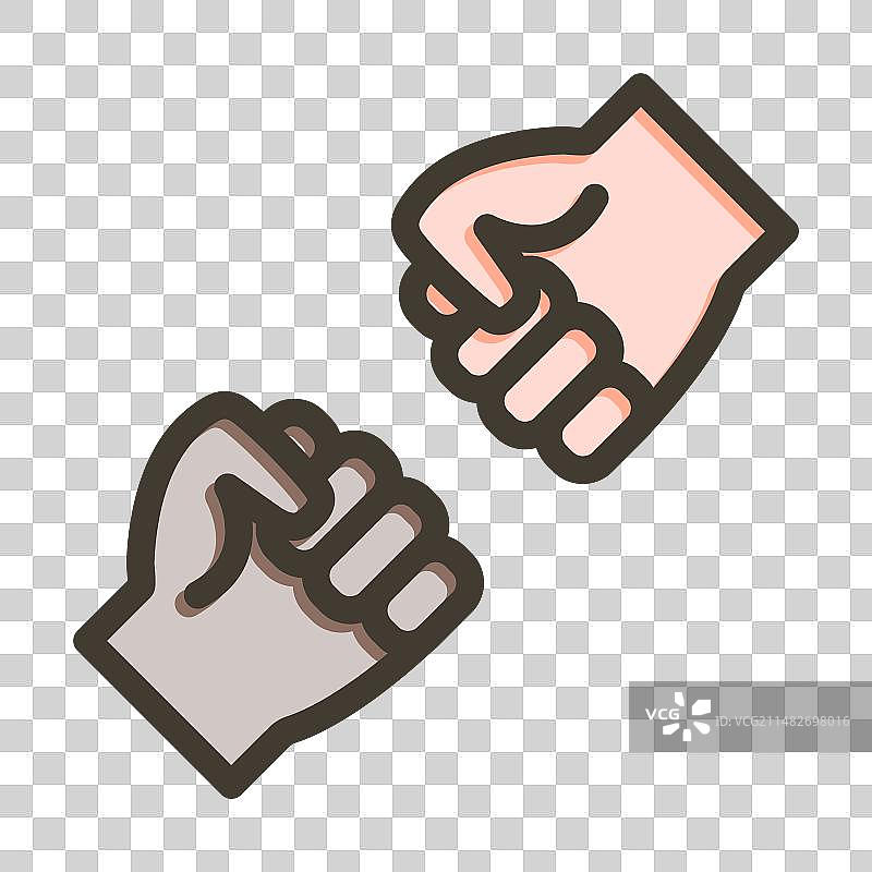 碰拳粗线条填充颜色图标图片素材