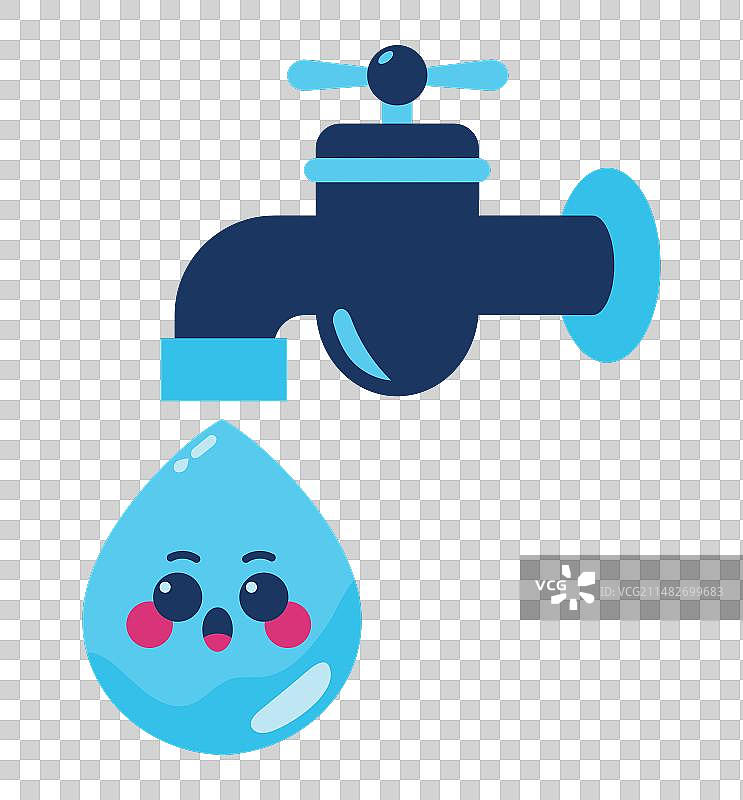 水滴水龙头卡通图片素材