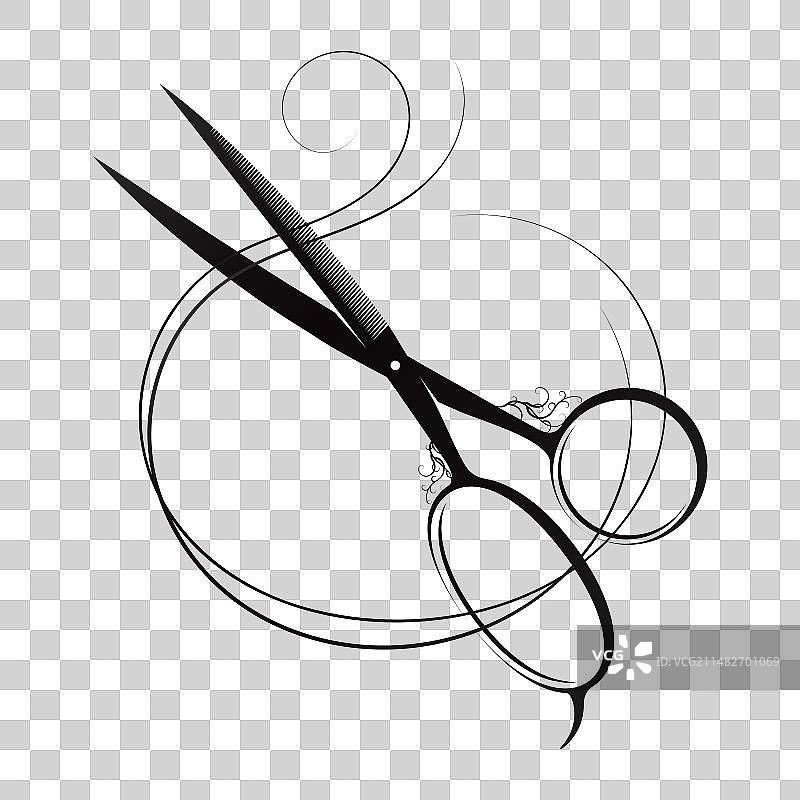 女性卷发和造型师剪刀设计图片素材