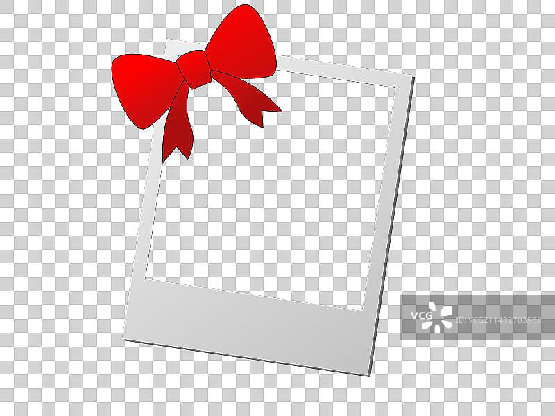 空白拍立得卡片与红色丝带图片素材