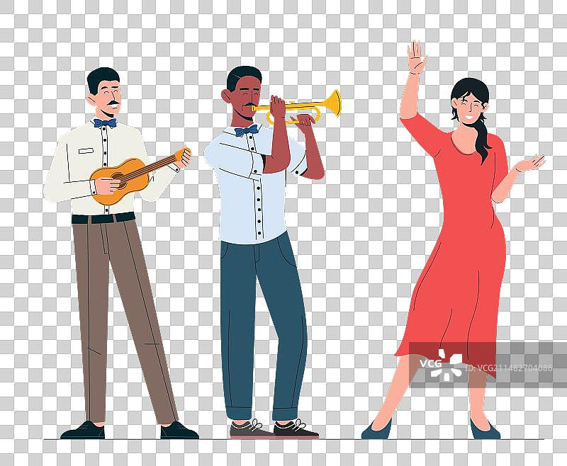 音乐家与舞蹈演员组合图片素材