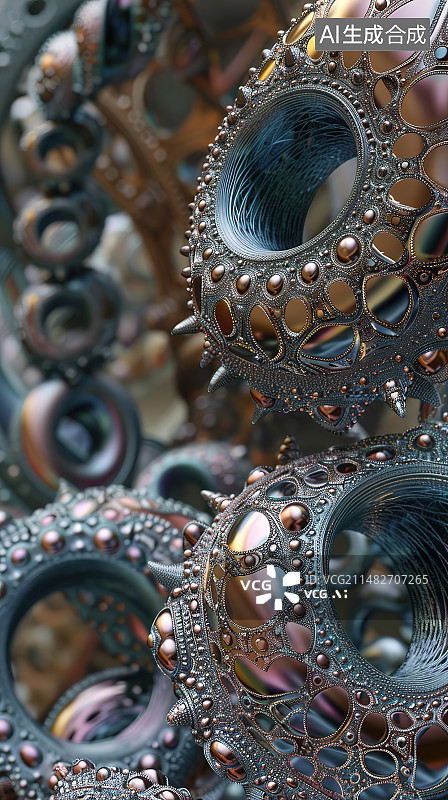 【AI数字艺术】金属上的戒指特写镜头图片素材