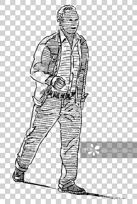 快速行走的手绘轮廓图片素材