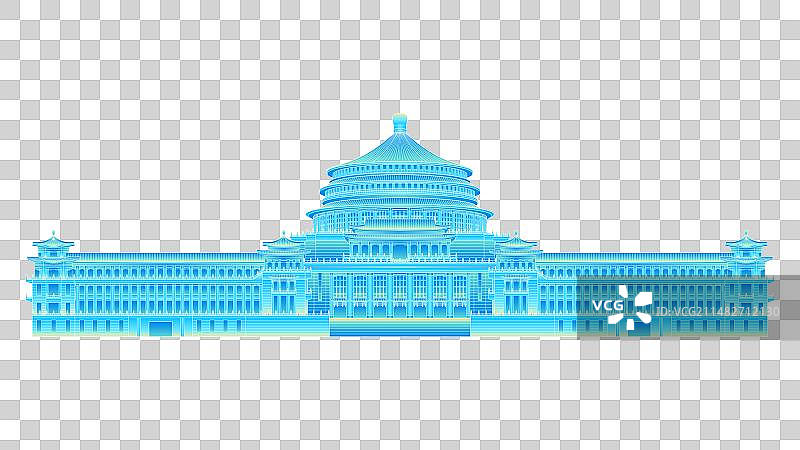 重庆人民大礼堂矢量插画元素图片素材