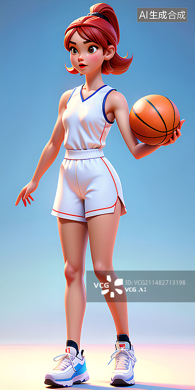 【AI数字艺术】打篮球的少女图片素材