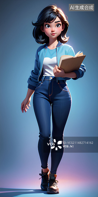 【AI数字艺术】手拿书本的女人图片素材