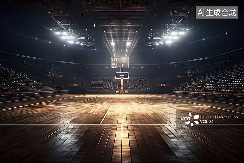 【AI数字艺术】灯光篮球场图片素材