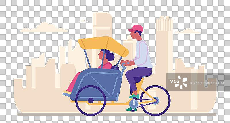 黄包车上的旅行女子图片素材