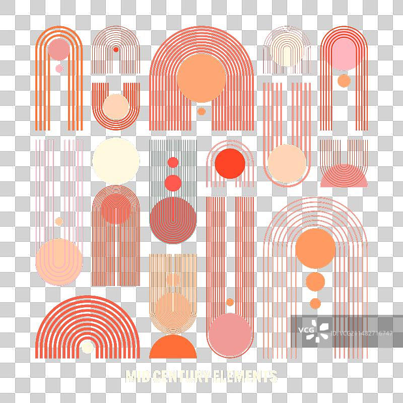 世纪中期拱形和圆形现代元素图片素材