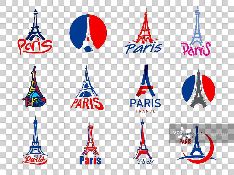巴黎埃菲尔铁塔法国国旗旅行徽章图片素材