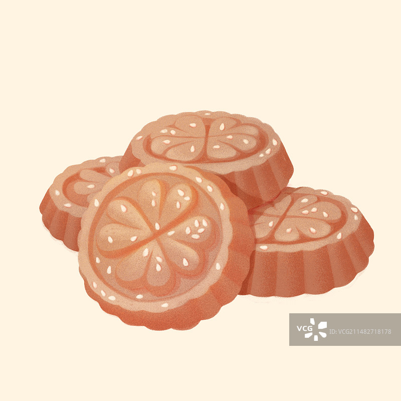 美食糌粑糕点糕饼点心手绘插画图片素材